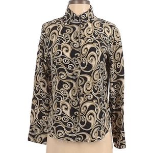 Y2K 100% silk swirl blouse